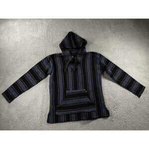 Baja Billys Hoodie Men XL Mexican Rug Poncho Long Sleeve‎ Pullover Y2K 90s